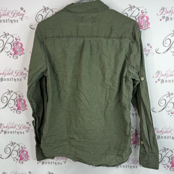 Converse button down shirt green military cargo style One Star Green Fabric - Picture 2 of 7